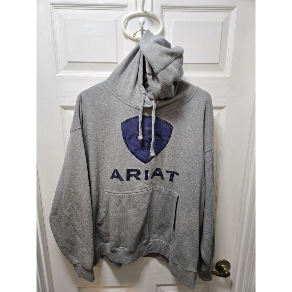 Ariat Hoodie Mens 2XL Gray Fleece Pullover Sweatshirt